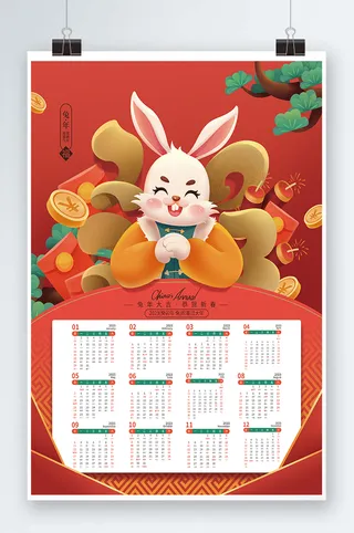 2023日历 兔年日历兔年挂历