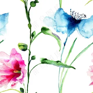唯美水彩花朵背景高清图