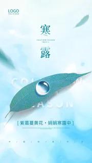 蓝色简约大气寒露二十四节气手机宣传海报