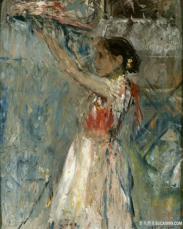 女孩女性油画装饰画油画图片