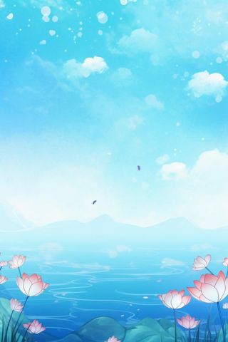 水墨大气国风荷花荷叶背景