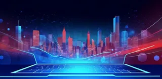 蓝色科技线条城市几何背景