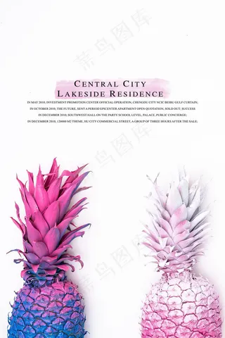 唯美水彩菠萝装饰画