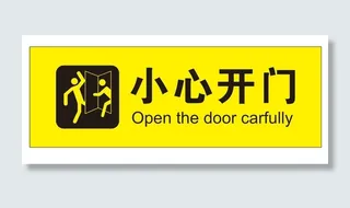 矢量小心开门导视牌