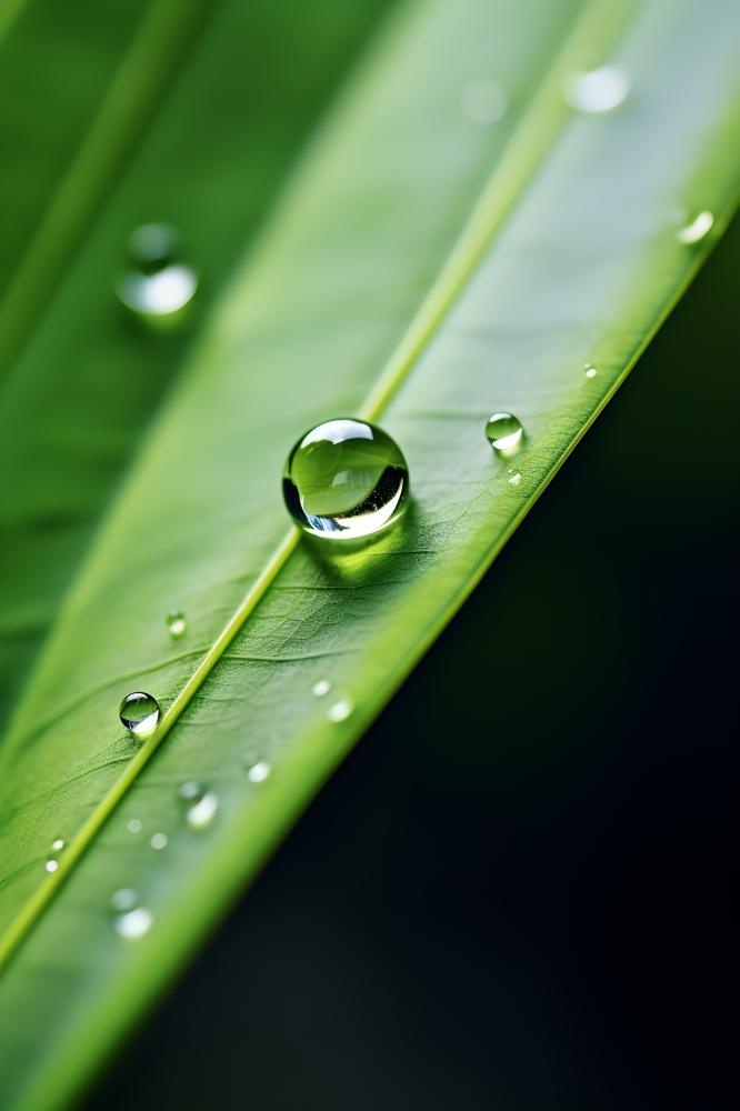 枝叶树叶绿色水滴露珠清新背景