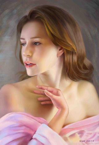 北欧手绘美女装饰画