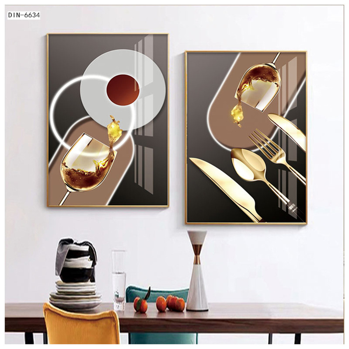 抽象画立体几何酒杯餐具餐厅酒店装饰画