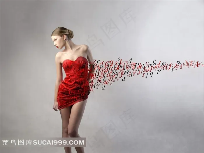 穿着红裙子的性感美女