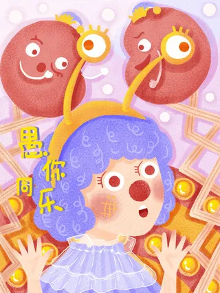 愚人节马戏团小丑搞怪搞笑卡通手绘插图插画海报PSD素材