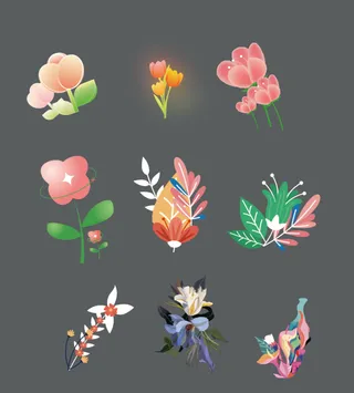 好看的花朵春季花卉花朵元素插画