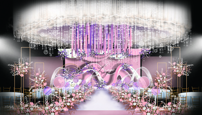 梦幻唯美粉色系城堡婚礼效果图