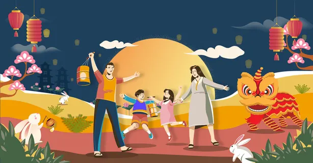 中秋节快乐家庭团员背景