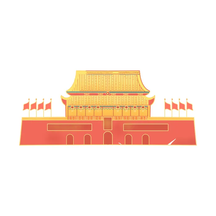 复古中国风国潮古建筑插画手绘高楼古塔PSD素材亭子png免抠图psd模版下载