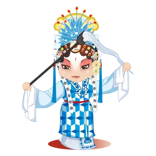 卡通京剧戏剧人物脸谱插画PNG图片 国潮中国风Q版戏剧人物PS素材