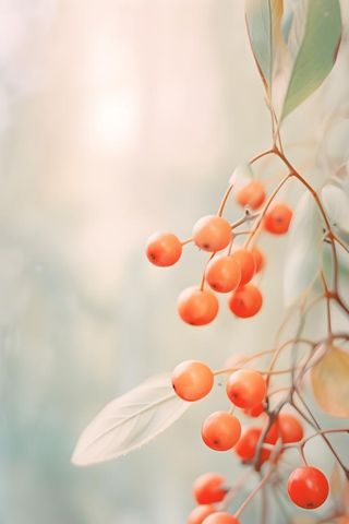 淡雅枝叶红果背景