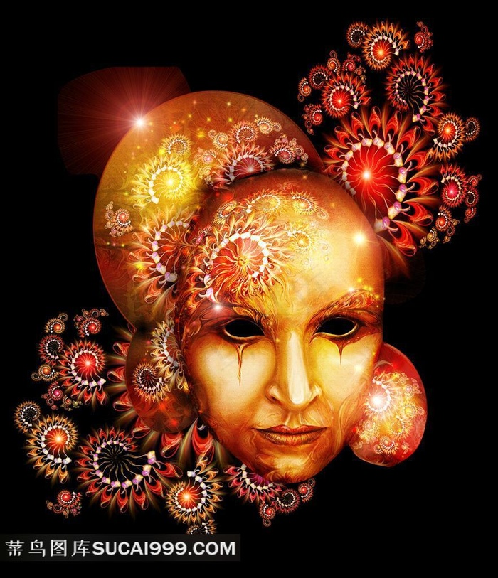 万圣节金色儿童面具图片