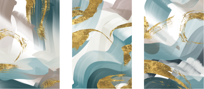 抽象金箔三联装饰画