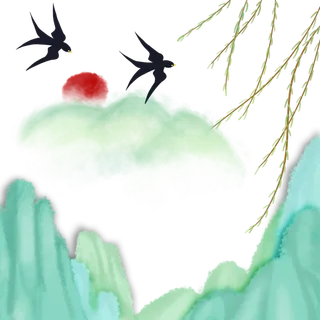 清明元素古风中式清明节山水画中国风