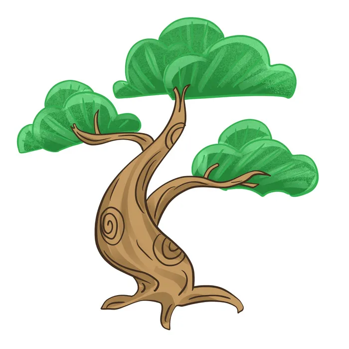 国潮风松树松枝松柏树木手绘植物装饰图案元素PSD设计素材psd模版下载