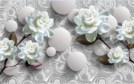 雕塑钻石白色花卉背景墙