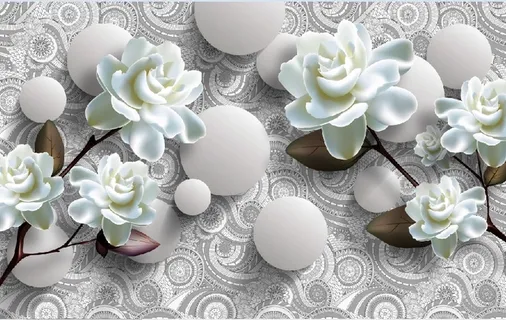 雕塑钻石白色花卉背景墙