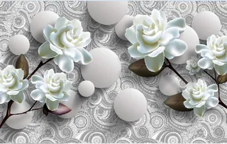 雕塑钻石白色花卉背景墙