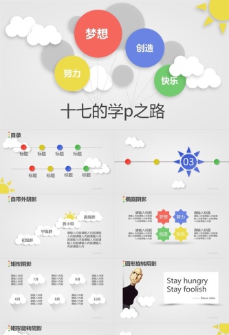 天气元素微粒体工作汇报总结ppt模板预览图
