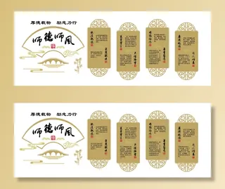 中式师德师风传统美德校园道德校园文化墙