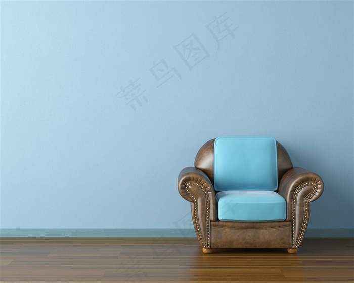 蓝色简约皮质沙发家具图片
