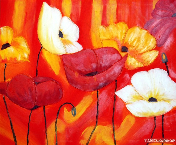 唯美花卉花束艺术插画