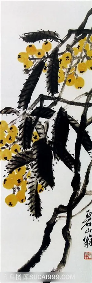 国画名家作品-齐白石的枇杷图 国画名家作品-齐白石的枇杷图