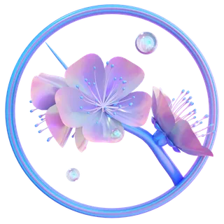 酸性蒸汽波惊蛰植物装饰开花模型免扣素材