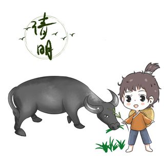 清明清明节卡通牧童放牛