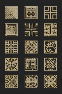 中式古典纹样免抠传统装饰花纹素材