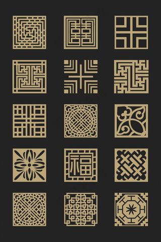 中式古典纹样免抠传统装饰花纹素材