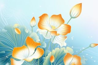创意清新淡蓝色荷花古风背景