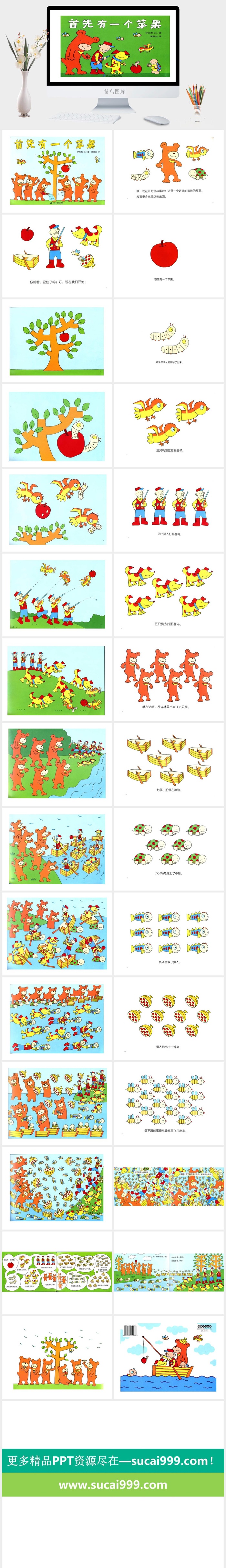 首先有一个苹果幼儿园绘本故事ppt模版