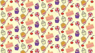 卡通手绘蛋糕糖果樱桃背景图片