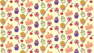 卡通手绘蛋糕糖果樱桃背景图片