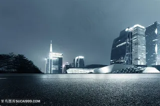 繁华都市道路景色高清图片