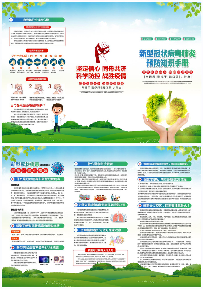 新冠肺炎知识宣传折页psd模版下载