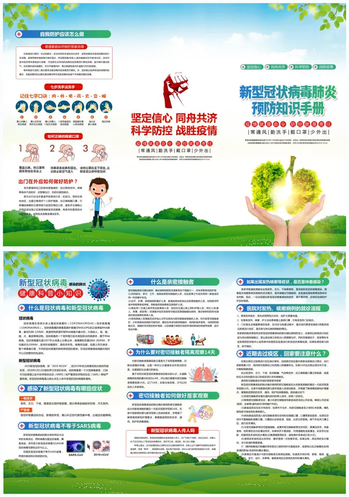 新冠肺炎知识宣传折页psd模版下载