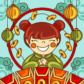 新年虎年中国风人物插画