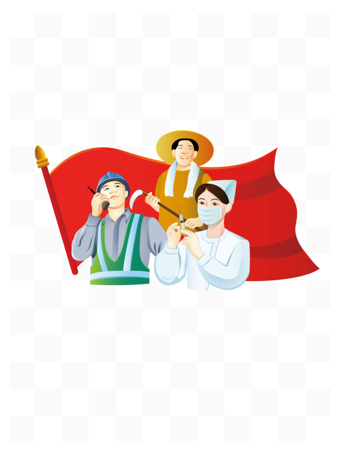 五一劳动节卡通人物群像插画元素ai矢量模版下载