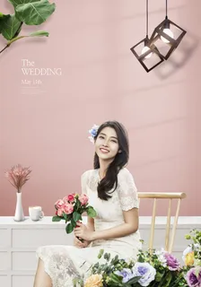 现代韩国风格结婚婚礼粉色背景