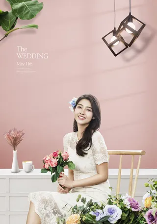 现代韩国风格结婚婚礼粉色背景
