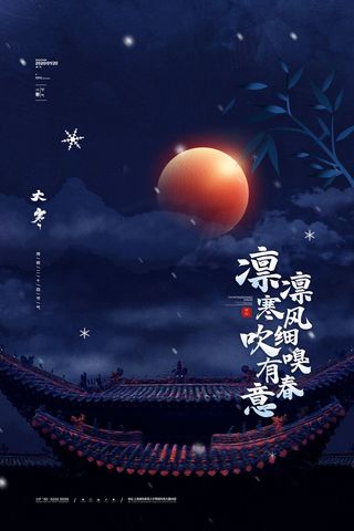二十四24节气大寒中国传统节日冬季海报模设计素材