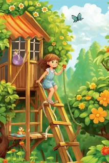 清新女孩花园玩耍背景