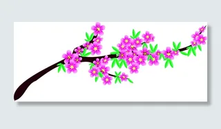 手绘桃树枝矢量图形