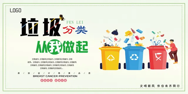 高端简洁垃圾分类环保宣传海报展板